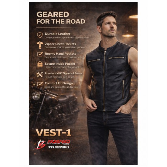 Premium Leather Motercycle Vest-1