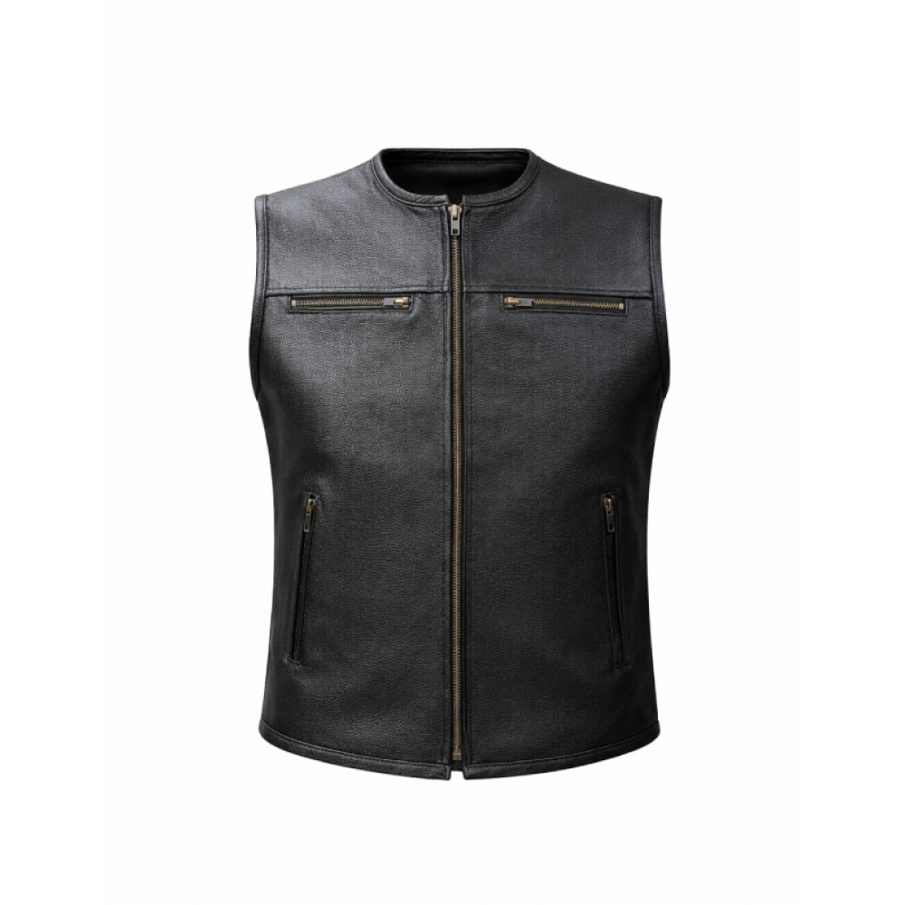 Premium Leather Motercycle Vest-1