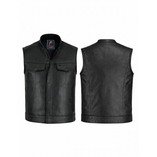 Premium Leather Motercycle Vest-2