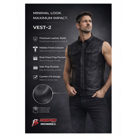 Premium Leather Motercycle Vest-2