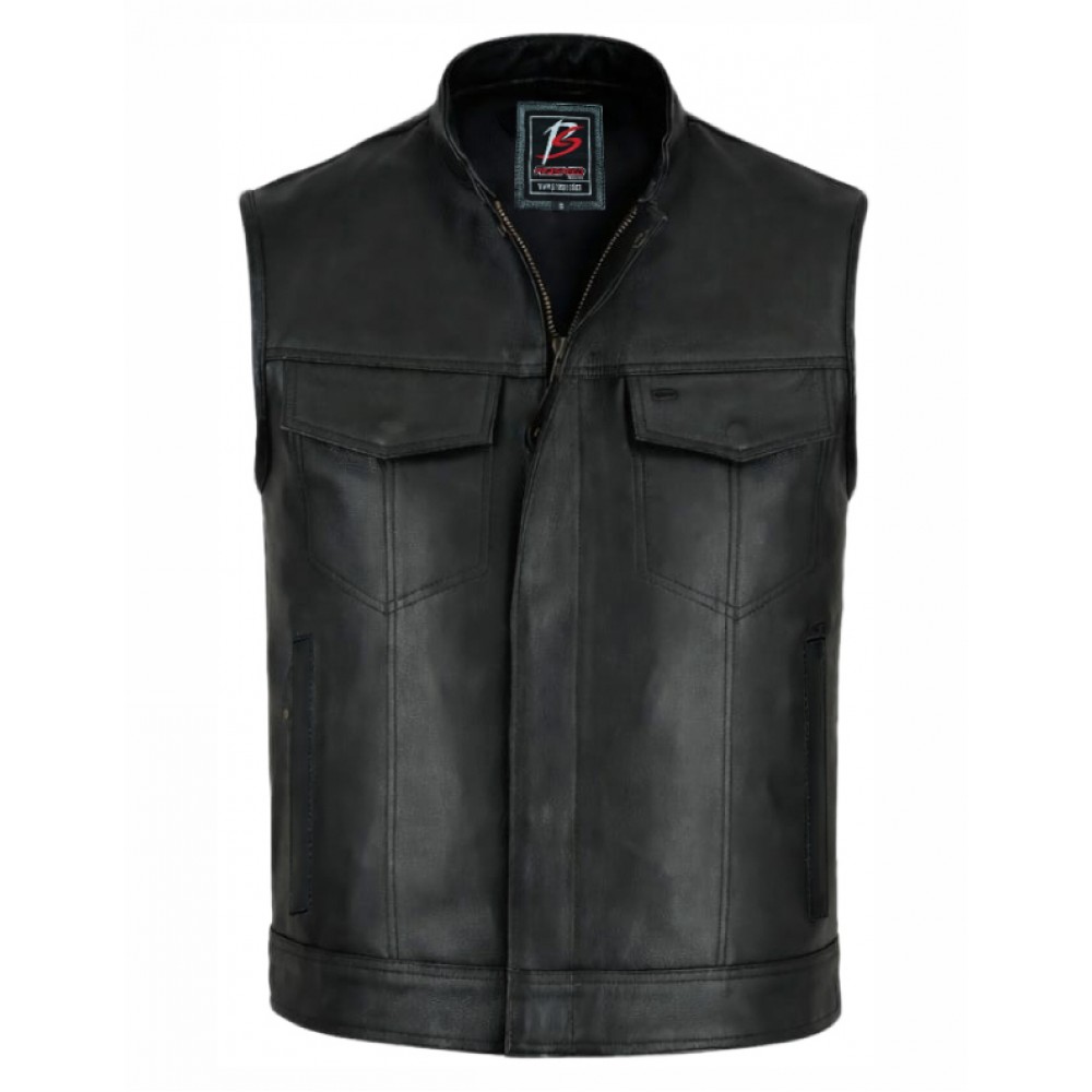 Premium Leather Motercycle Vest-2